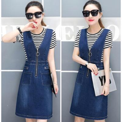 ĐẦM YẾM JEAN CỔ V DÂY KÉO TRƯỚC NGỰC (KHÔNG KÈM ÁO THUN) - Y13